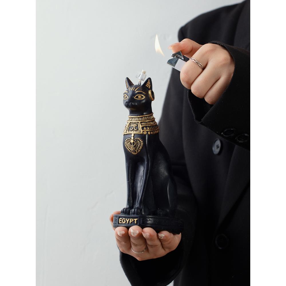 kako埃及猫招财香薰蜡烛高级安德森猫摆件乔迁送礼男生生日礼物