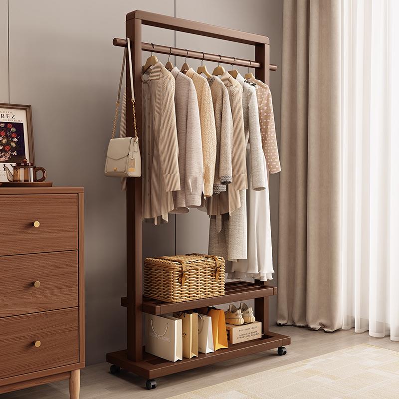 挂衣架实木落地衣帽架家用简易衣架卧室移动挂衣服架子室内晾衣架
