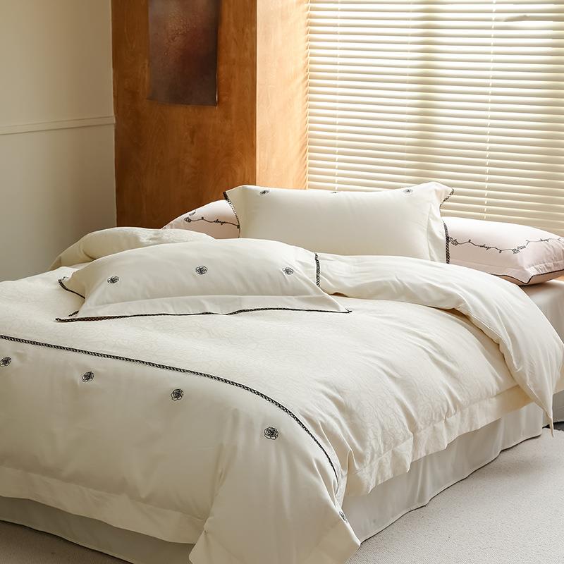 法式简约60S澳棉提花水洗小资四件套轻奢高级感纯棉床单被套床品