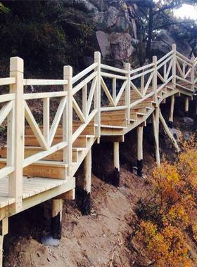 景观木栈道安装观光水榭潍坊公园木桥山东亲水平台制作防腐木