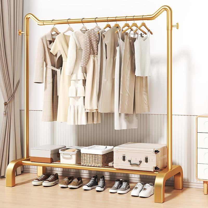 晾衣架落地家用卧室挂衣服架子简易室内宿舍移动置物晒凉衣帽架子