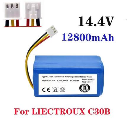 适用于LIECTROUXC30B机器人吸尘器的大容量电池12800mAh14.4V