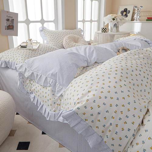 2025新款2月全棉花边款四件套1.5m床单款四件套悠草