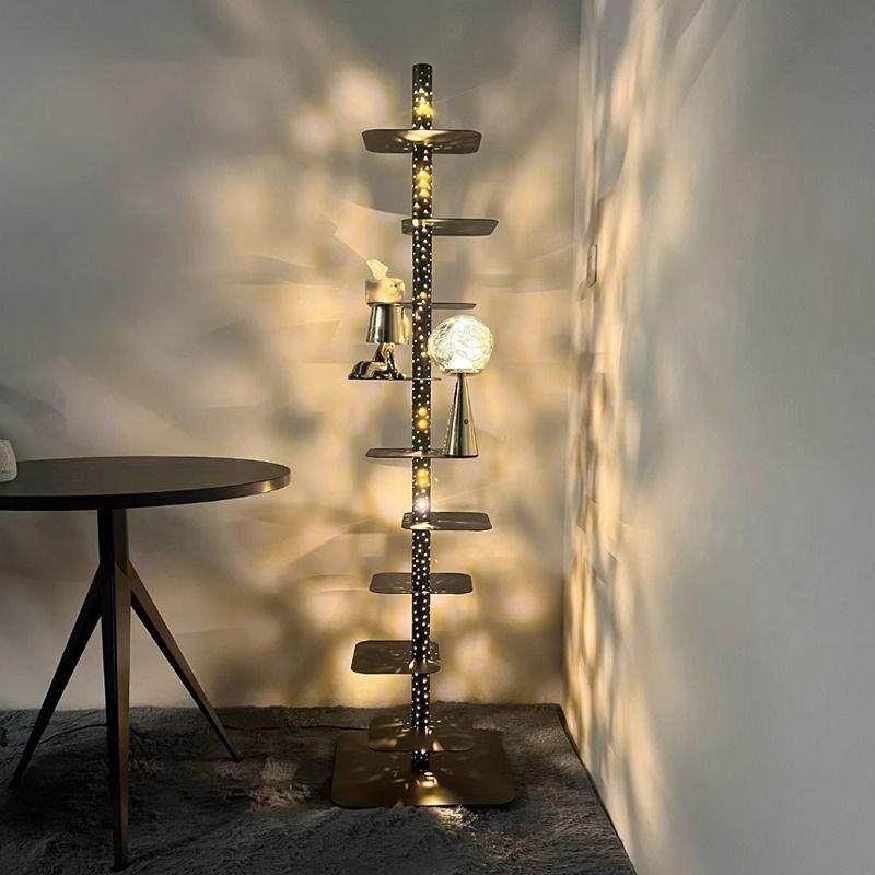 光影落地灯现代艺术客厅网红灯可旋转创意多层置物架高级氛围灯