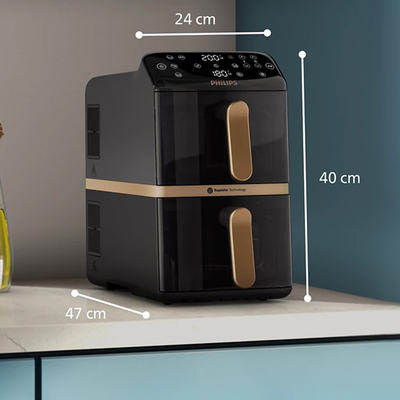 飞利浦空气炸锅NA462家用大容量10L可视双层叠墅电炸锅机2025新款