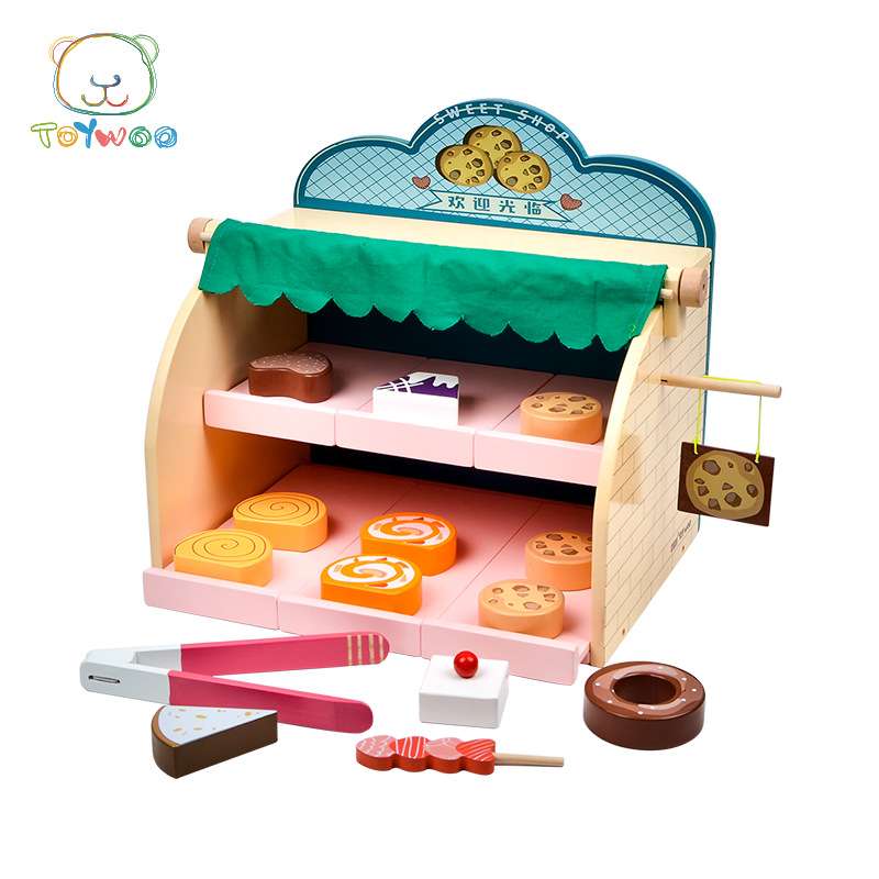 ToyWoo幼儿童木制过家家玩具超市男女孩仿真售卖摊甜品甜点摊