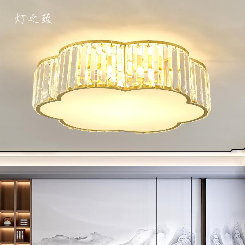 现简约新710奢中吸式卧室顶灯客厅餐厅灯具轻复古代大气房间水晶