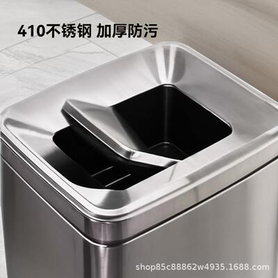 商场垃圾桶不锈钢擦$$kloon商用卫生洗手间手纸篓方形容轻带奢大