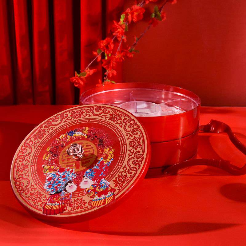 大双层果盒点心提分格果盘结婚用品婚果盒庆大双层果篮果盘干果盒