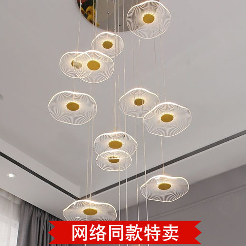 现代简约楼梯长吊灯loft公寓