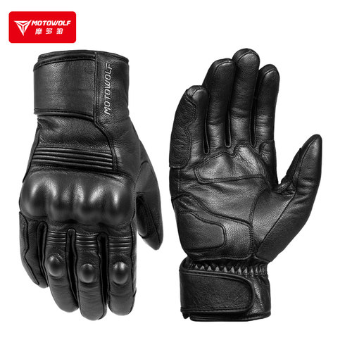 骑车防摔通勤真皮秋冬保暖全指