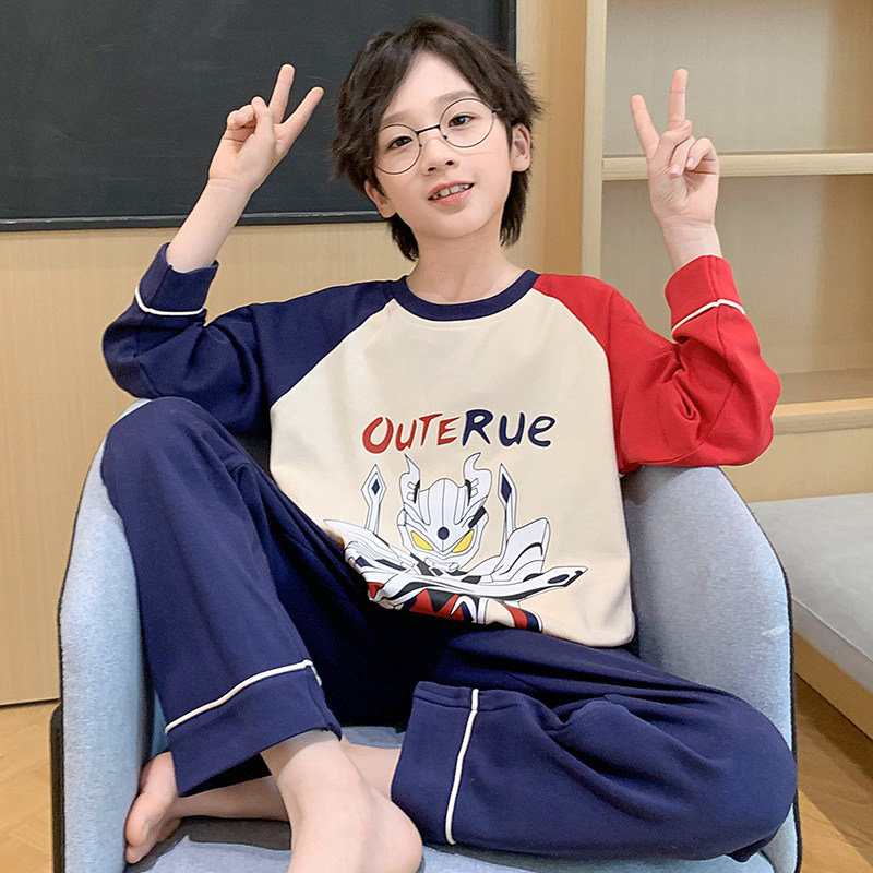 儿童睡衣男童春秋季薄款长袖纯棉小男孩子卡通宝宝8岁家居服套装,童装/婴儿装/亲子装,家居服套装,淘宝优惠券,粉丝福利购,淘宝优惠卷