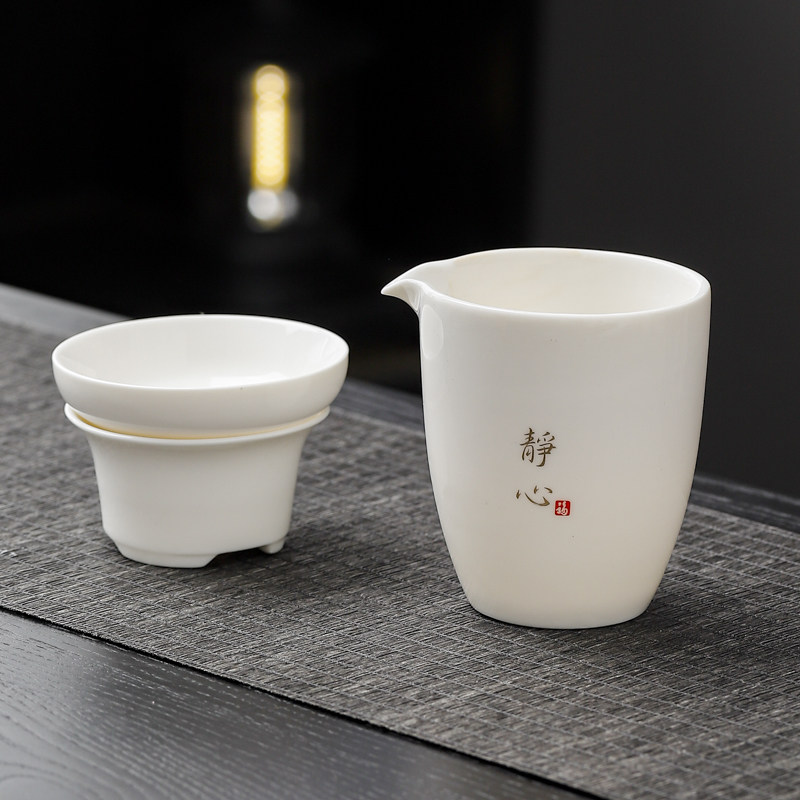 公道杯2026新款羊脂玉白瓷公道杯茶漏一体组合家用分茶器陶瓷茶具图片