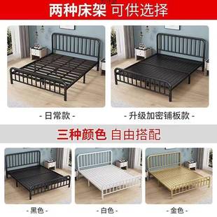 铁艺床现代约简1出.8米双SWI人床家用m租房1经济型加固加厚1. 欧式
