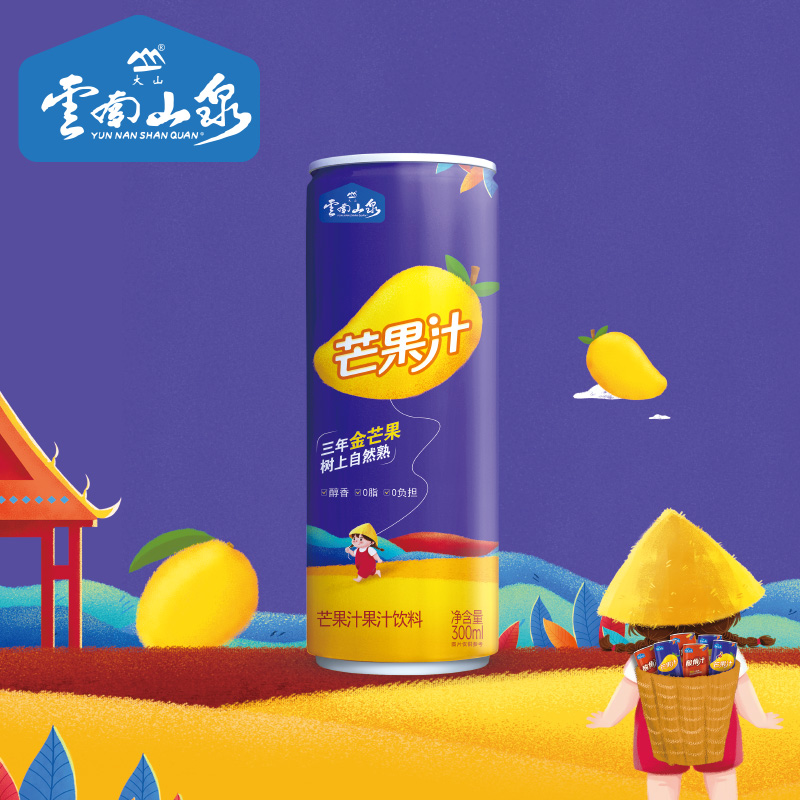 大山云南山泉芒果果汁330ml*12罐