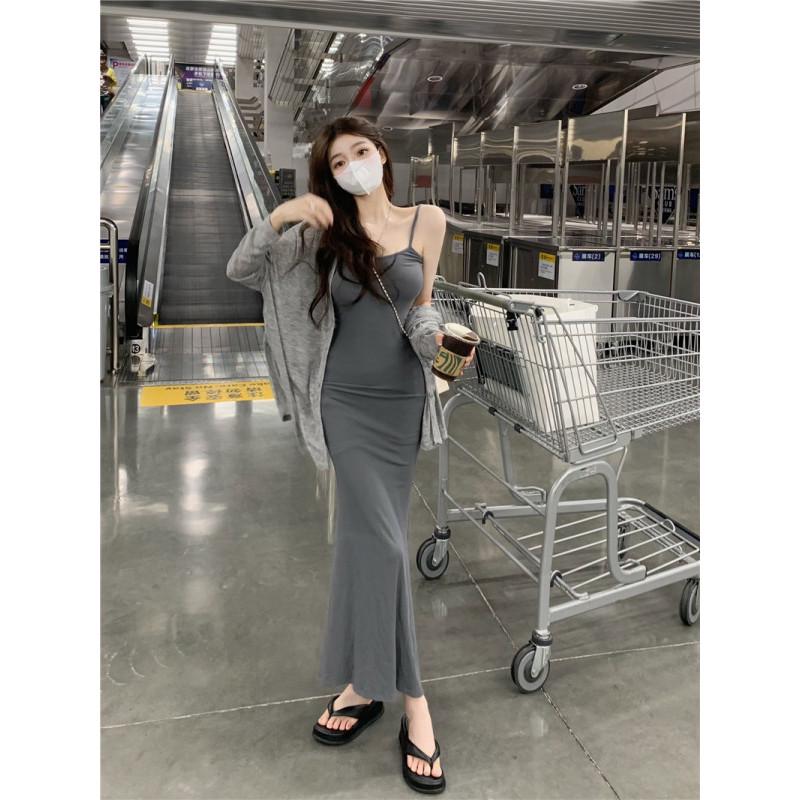 夏季新款孕妇套装女春夏季包臀鱼尾裙休闲显瘦高级灰子