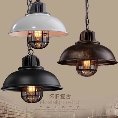 复古美式餐桌吊灯简约餐厅咖啡厅吧台灯工业风铁艺商用火锅店吊灯