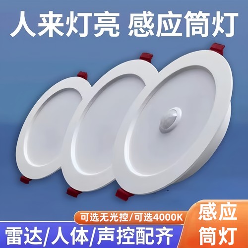 人来即亮人走缓灭led感应筒灯