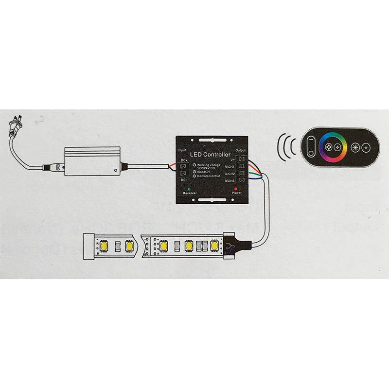 LED全彩RGB七彩调光控制器DC5V12V24V灯带灯条调色变色遥控调节器
