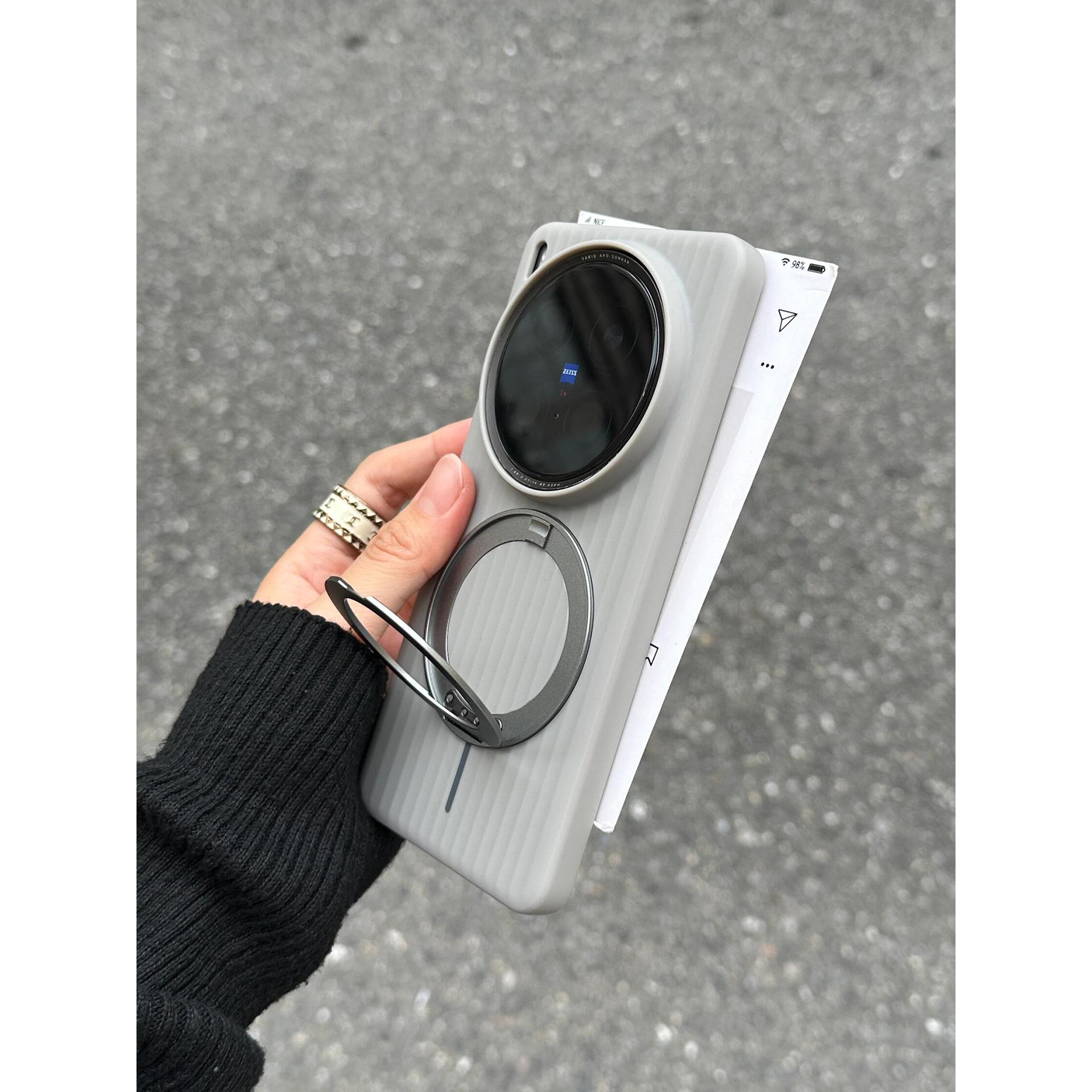 抗污准分子UV瓦楞光栅360旋转支点支架适用vivoX200Ultra手机壳磁吸OPPOFindX8S+硬x8pro小米15spro新14Ultra