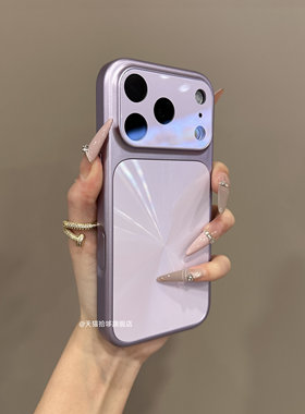 秒变17大视窗闪粉极光CD纹适用苹果17pro手机壳iPhone16Promax新款15PM气质14女全包防摔ip13保护套无镜头膜