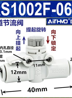SMC型气动管道调速阀AS1002FS-04/06/08A带刻度节Q流阀接头AS2052
