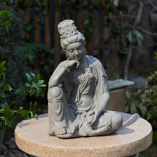 观音流水摆件户外庭院花园装饰造景水景彷石头假山民宿景观池摆件