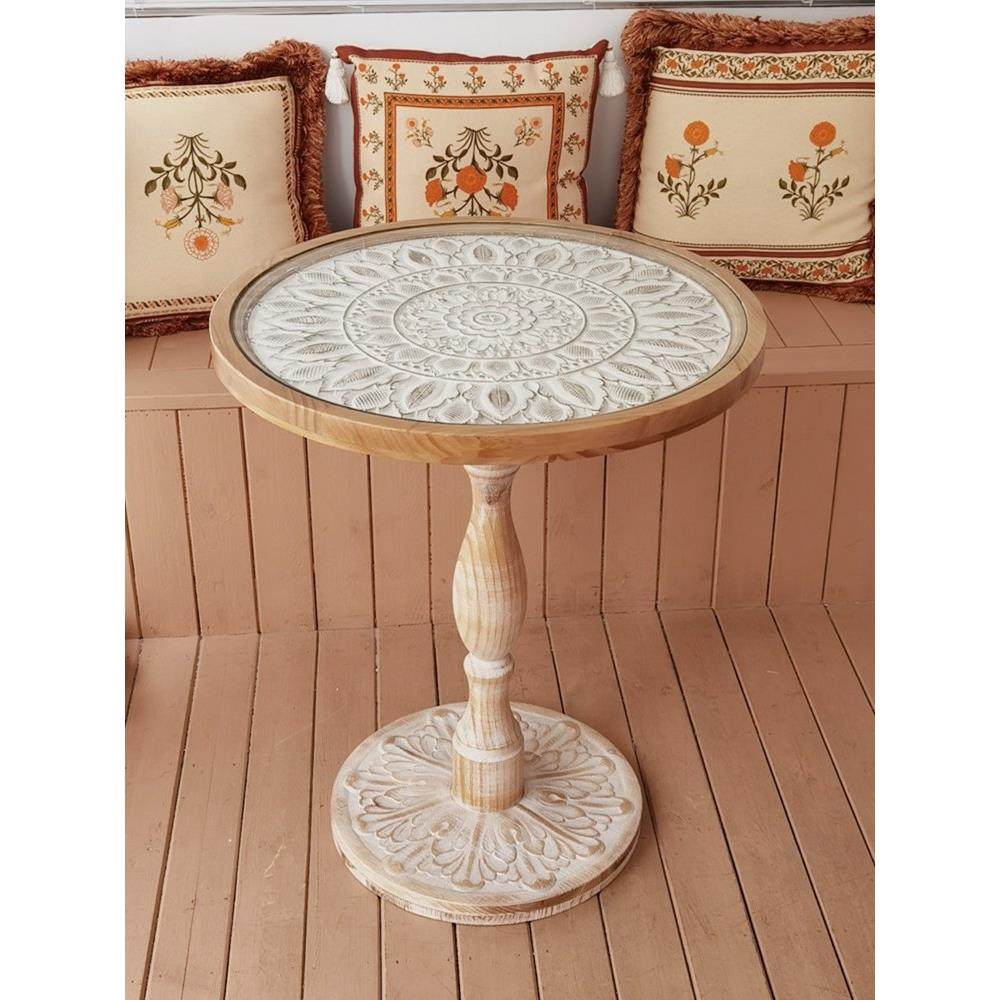 法式复古沙发边几实木中古角几休闲小圆几咖啡桌民宿雕花茶几,住宅家具,实木餐桌,淘宝优惠券,粉丝福利购,淘宝优惠卷