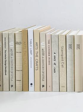 现代简约米白色装饰真书样板间样品屋展示中心客厅书柜饰品彷真书