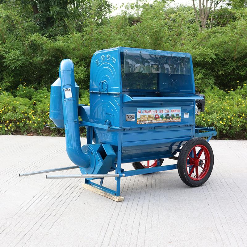 水稻脱粒机新款吸风式小麦高粱收割机家用小型青稞全自动打谷机