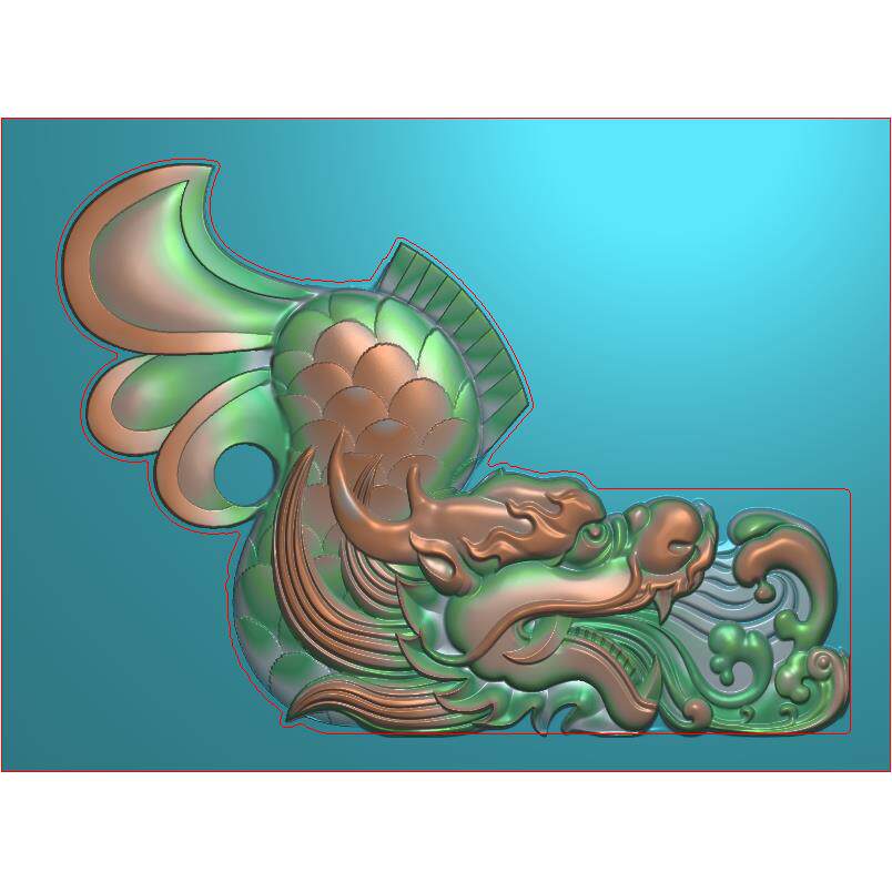 石雕墓碑熬鱼精雕图龙鱼浮雕图