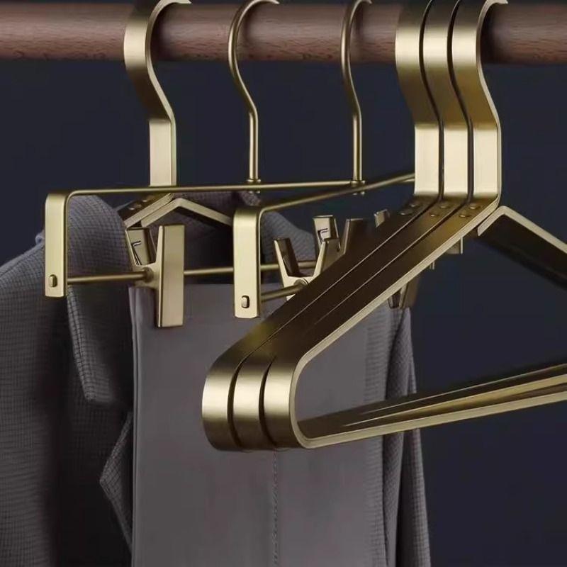 太空铝轻奢简约加粗加厚无痕防滑强力裤夹不生锈家用晾衣架