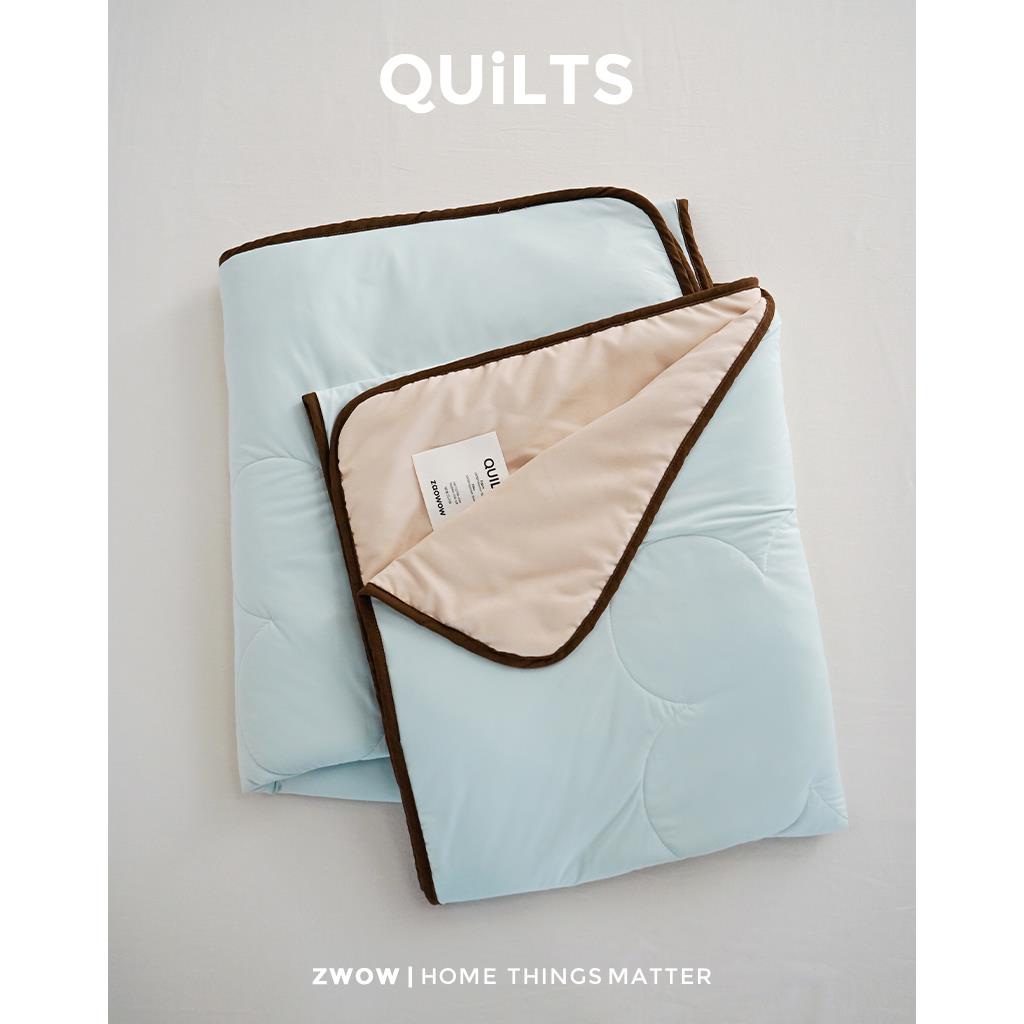 造卧zwow2025夏季双面撞色凉感丝夏被空调被冰川浅蓝卡其色薄被子