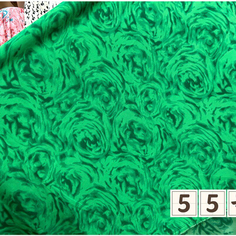 春夏靓丽花朵双绉雪纺数码印花薄布料半身连衣裙裤子衬衫短袖面料