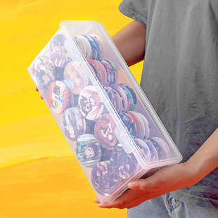 吧唧收纳盒动漫周边徽章谷子挂件整理盒防尘桌面大透明盒可放75