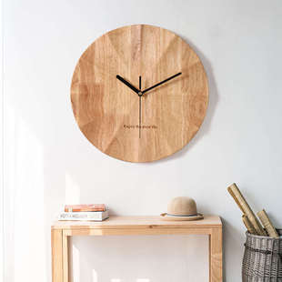 实木挂钟客厅家用表挂墙原木艺术木质钟表新款创意高级感木钟时钟