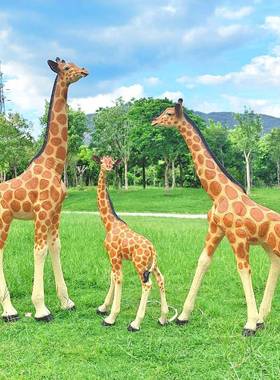 户外仿真动物发光长颈鹿大型玻璃钢雕塑幼儿园林公园景观装饰摆件