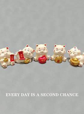 新款网红可爱鸿运当头招财猫桌面摆件治愈工位办公桌装饰用品摆件