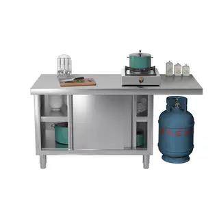 不锈钢侧面延伸橱柜厨房拉门工作打荷台厚304不锈钢煤气罐专用柜,家装主材,商用厨房操作台/工作台,淘宝优惠券,粉丝福利购,淘宝优惠卷