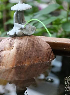 钓鱼翁花园花盆假山流水摆件古法鱼缸造景水族微景观迷你水景装饰