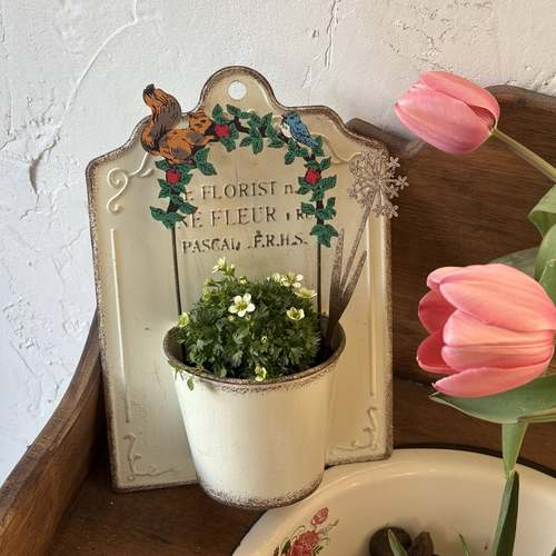 ins铁艺做旧花插户外杂货摆件阳台装饰铁花插田园风地插花园花盆