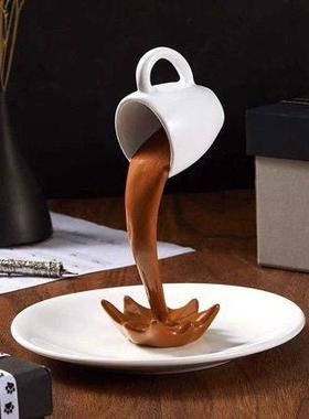 高档咖啡流水创意马克杯摆件房间装饰品艺术恶搞小摆件高级感小众