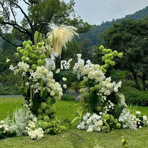 2024高级感白绿色仿真礼草花婚庆绿植装假花饰芦荀AL-1388绣球婚
