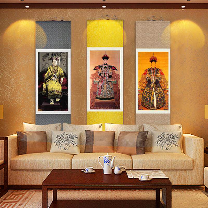 清代皇后造像慈禧太后画像卷画拉法耶特绢画中国画书房挂画收藏