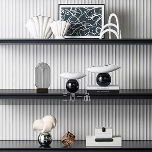 意式极简客厅电视背景墙酒柜书柜开放格摆件别墅酒店高级感软装