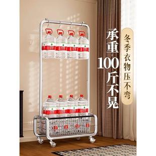 卧室不锈钢晒衣架落地挂衣架家用挂衣服衣帽可移动架铁架子晾衣架