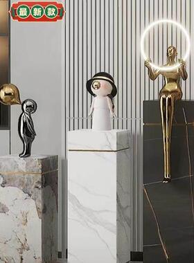 新款现代轻奢岩板花架家居客厅摆饰底座酒店会所展厅大理石展示台