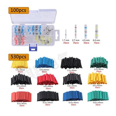 630PCS组合100PCS焊锡环热缩端子+530PCS彩色热缩管