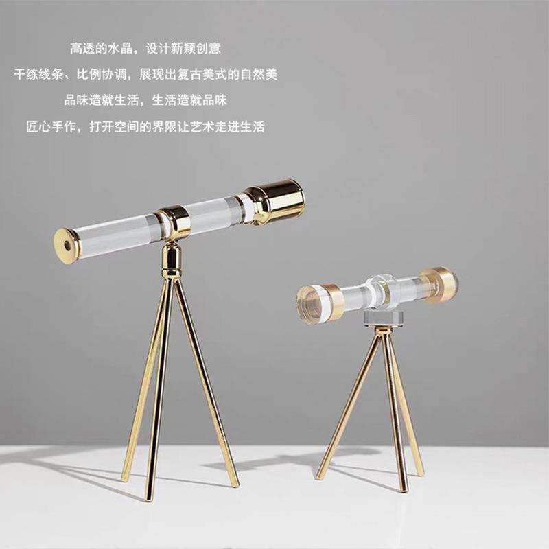 水晶天文望远镜售楼处软装饰品工艺品样板间玄关客厅书房摆件