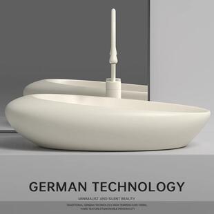 北欧家用椭圆形陶瓷奶油色台上盆大小尺寸洗手单盆阳台艺术洗脸池